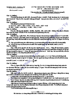 Đề thi chọn đội tuyển học sinh giỏi lớp 10 - Năm học 2011 - 2012 môn Hoá Học